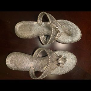 Jack Rogers Silver Glitter Flip Flops